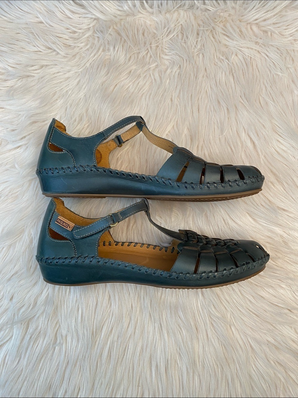 Pikolinos Salamanca Leather T-Strap Sandals - Emerald, Size EUR 42 / US 11.5-12 - Picture 8 of 15